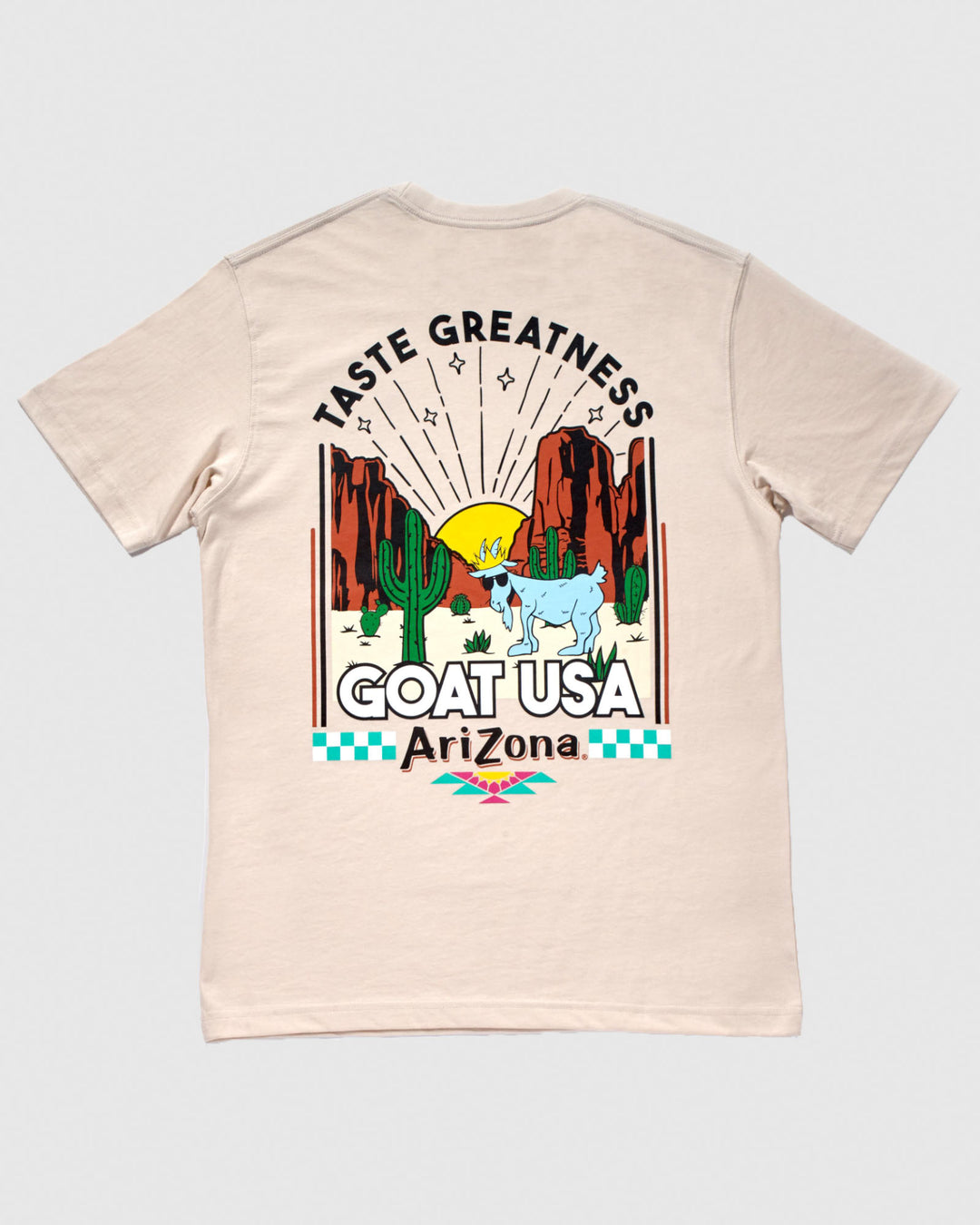 Sandshell t-shirt with goat in a desert