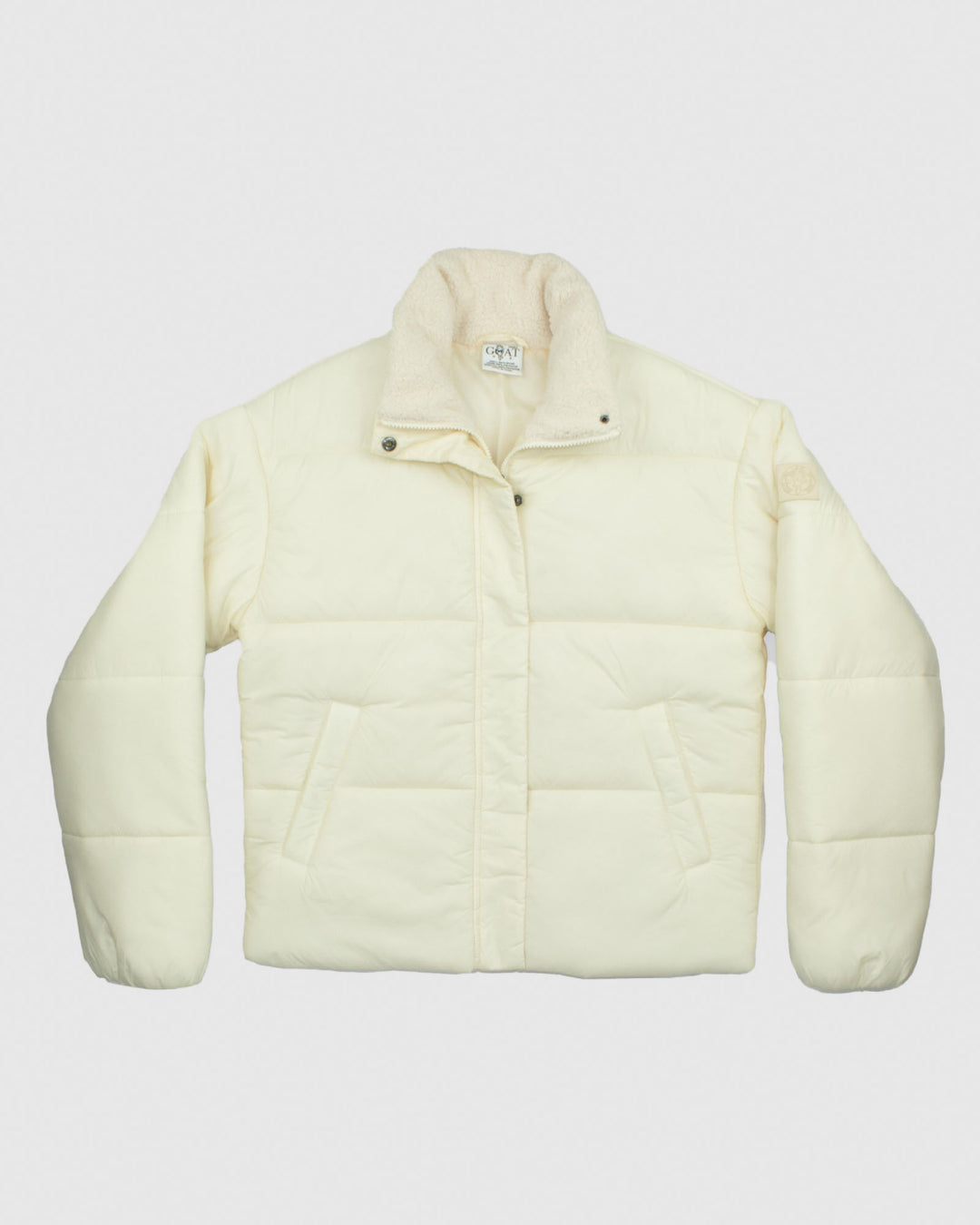 Front of ivory Women's Puffer Jacket#color_ivory